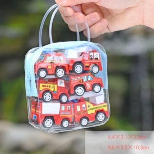 6pcs Pull Back Car Toys Mobile Machinery Shop Construction Vehicle Fire Truck Taxi Model Baby Gift Children Toys