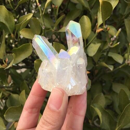 92g Rare beautiful white flame aura quartz crystal cluster specimen