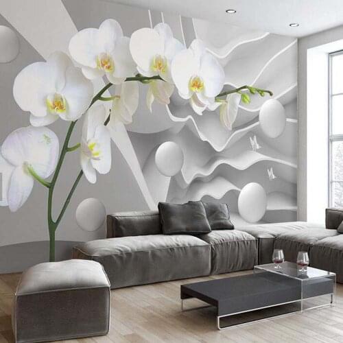 3D Abstract Photo Mural Wallpaper flower Circle Ball Wall Paper for Living Room TV Background Wall Decor Butterfly Orchid Murals