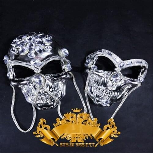 CC35 Halloween Skull mask ballroom dance costumes singer stage show wears bar party dj mask club performance catwalk headwear
