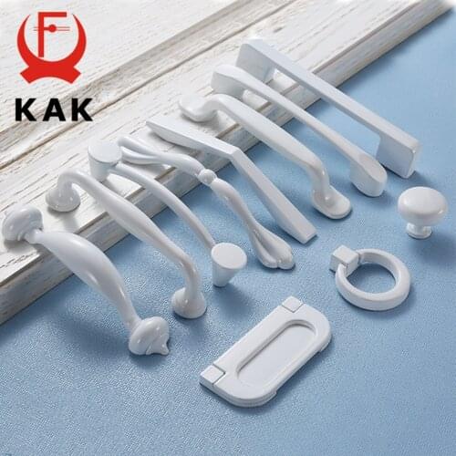 5PCS KAK White Cabinet Handles Aluminium Alloy Kitchen Closet Door Knobs and Cupboard Handle Drawer Pulls Furniture Hardware