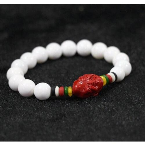 White shell 10mm 8mm round loose beads with color pendants fashion women bracelet 7.5" B972