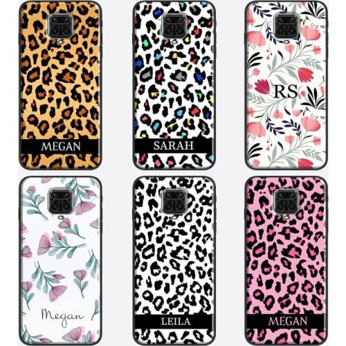 Personalised Custom Name Leopard Cheetah Cover For Xiaomi Redmi Note 10 Pro Note 9 Pro Note 8 Pro 8T 9S 9A 9C 9T 9 Phone Case