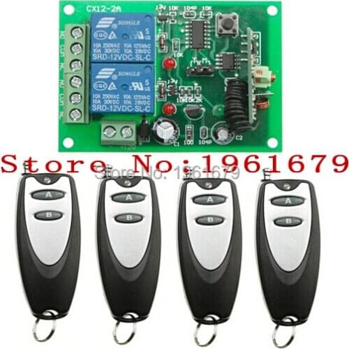 DC 12V 10A 2 CH RF Wireless Remote Control 1 Receiver + 4 Transmitter new fashion remote control