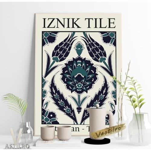 Ottoman Turkey Style Decorative Design Poster Iznik Tile Retro Flowers Pattern Print Wall Picture Traditional Ceramic Art Decor