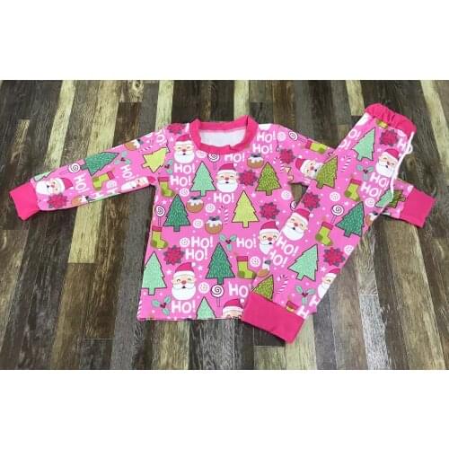 Childrens boutique clothes Christmas lovely Santa Pink Pajamas set