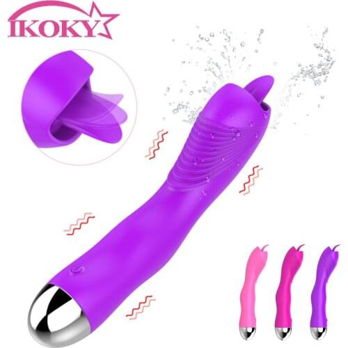 IKOKY 12 Frequency Clitoris Stimulator Sex Toys for Woman Female Masturbator Silicone Tongue Licking Vibrator G-spot Massager