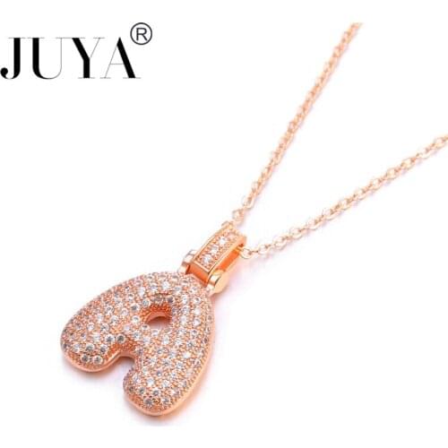JUYA Necklaces For Women AAA CZ Alphabet Necklaces Zircon 26 Letter Pendants Chain Necklace Gold For Luxury Charming Jewelry