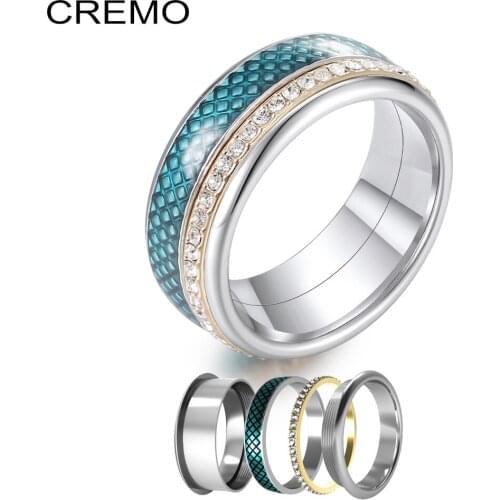 Cremo Rings for Couple Band Statement Crystal Lover Rings Arctic Symphony Collection Wedding Ring Female Bijoux Bague Free Box