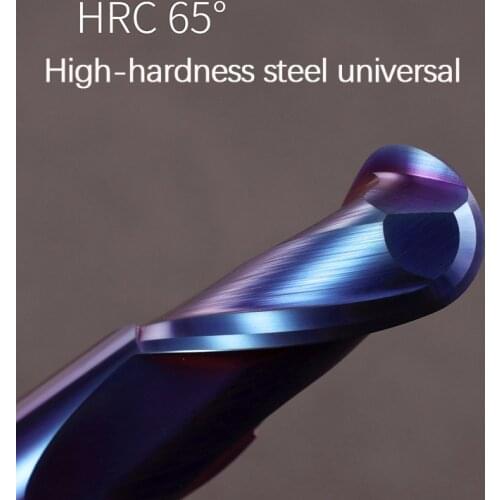 Ball Nose End Mill Tungsten Carbide Cutter CNC Router Bit Milling Tool R0.5 6mm 8mm 10mm HR65 2 Flute milling cutter R0.5 R1 R2