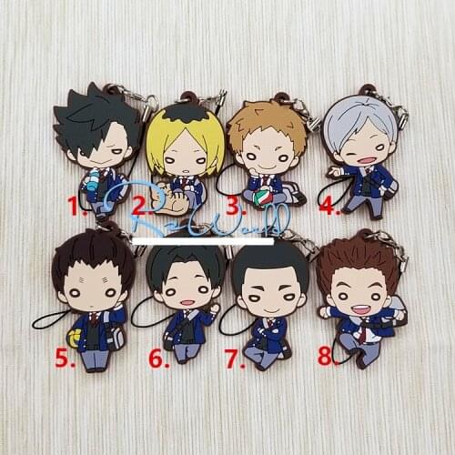 Haikyuu Anime keychain Oikawa Tooru Kozume Kenma Kuroo Tendo Satori Koutarou Hinata Rubber strap/mobile phone strap D194