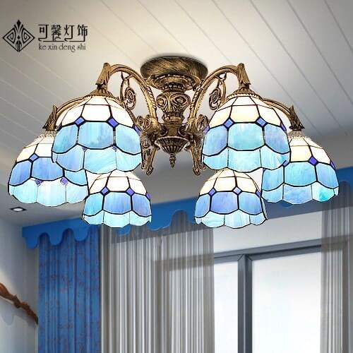 Style lamp Mediterranean led living room lamp atmosphere suction dome light garden restaurant bedroom room lighting