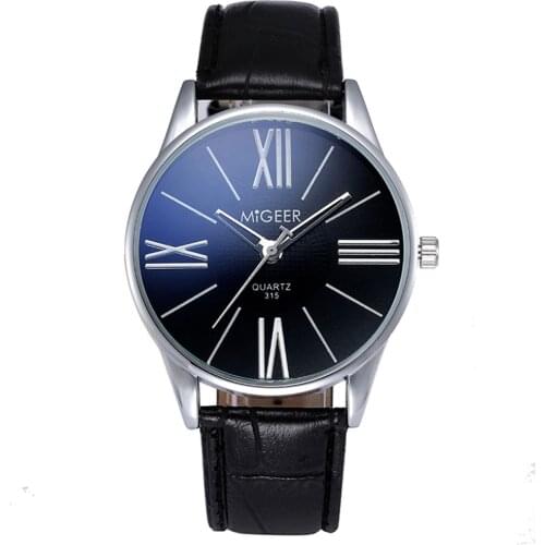 MIGEER Watch Fashion Simple Mens Watches Leather Band Quartz Wristwatches mannen horloge relogio masculino reloj hombre