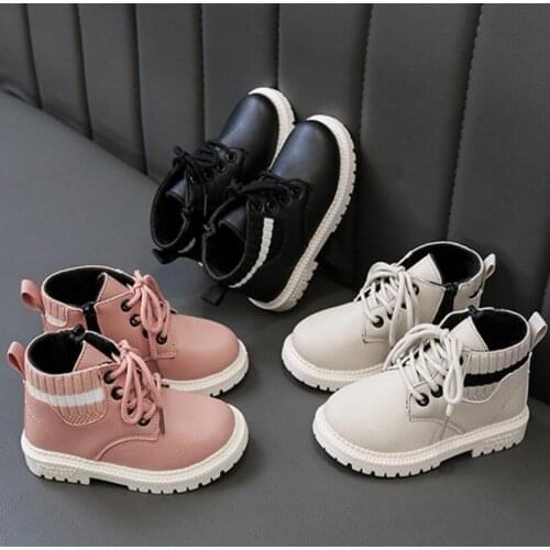 Fashion Martin Boots For Kids Autumn Winter Warm Plush Snow Boots Girls Boys British Syles Botas Soft Comfortable Sport Shoes