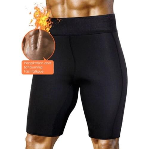 Men Sauna Sweat Pants Workout Body Shaper Shorts Fitness Gym Pants Slimming Shorts five-point pants with pockets for Fitness