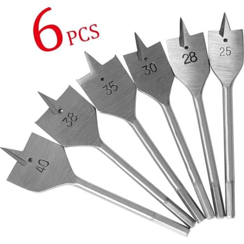 Hige quality 6pcs/set Flat Drill High-carbon Steel Wood Flat Drill Set Woodworking Spade Drill Bits Durable Woodworking Tool Set