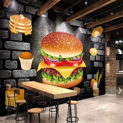 Milofi customized large photo wallpaper mural 3D stereo nostalgic background bakery fast food restaurant tooling background wall