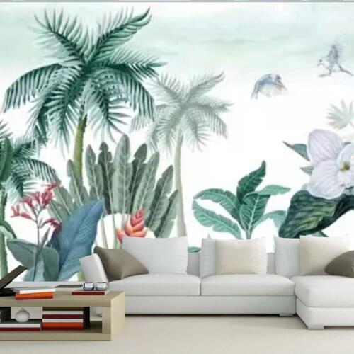 Custom Banana Leaf Wallpaper Canvas Print Tropical Rain Forest Plant Background Mural Home Decor 3d Photo wall paper Customized