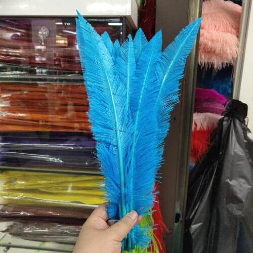 New 100pcs Light Sky Blue 35-40cm/14-16inches Ostrich Feathers For Crafts Plumes Jewelry Making Wedding Decoration