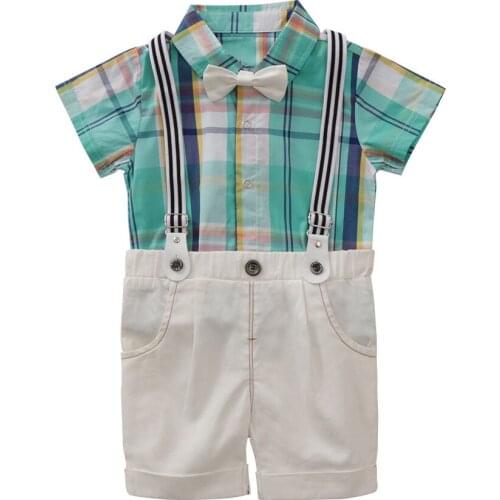 2019 New Newborn Baby Boy Clothes Baby Boy Summer Clothes Infant Boy Clothes Short-sleeve Strap Bobysuits Baby Boy Set Clothes