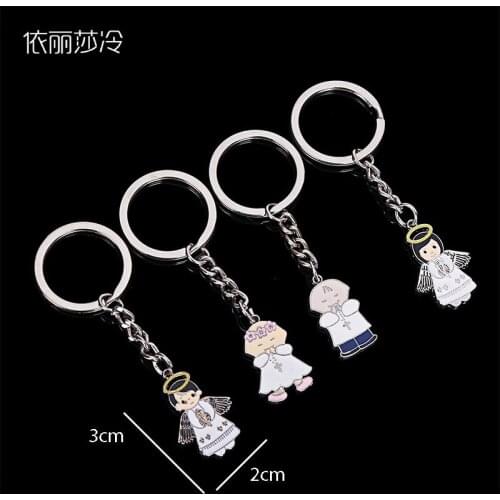 New Charm Christ Jesus Mini Cartoon Angel Keychain Gift. Cute cartoon Jesus chain key ring accessory pendant