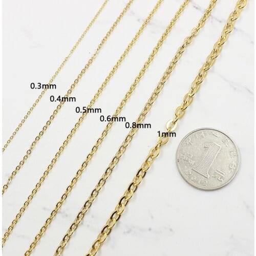 5 Yards 316L Stainless Steel Flat Link Cable Bulk Chain 1mm 1.5mm 2mm 2.5mm 3mm for DIY Necklace Jewelry Making Findings Crafts