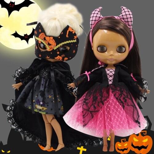 ICY DBS Blyth doll clothes halloween suit pink dress ghost Vampire hat cosplay outfits toy