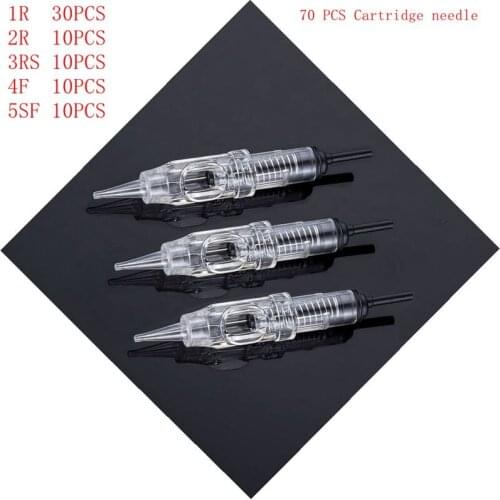 Tattoo Needle Mix 70pcs RL RS F Disposable Sterilized Permanent Makeup Cartridge Needles Tips For Eyebrow Lip Agulha Easy Click