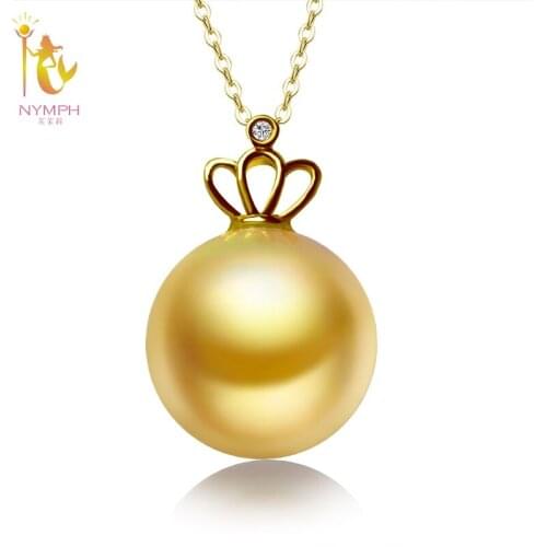 NYMPH 18K Pearl Necklace Jewelry South Sea Golden Pearl Pendant Fine Jewelry For Women D307