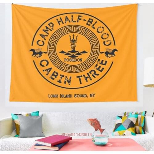 Percy Jackson Camp Half Blood Cabin Three Poseidon tapestry Wall Hanging Tapestries for Living Room Beach Towel Blanket