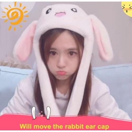 Plush Toy Animal Moving Ears Cute Rabbit Toy Hat Airbag Kawaii Funny Toy Hat for Girls Cap Kids Plush Toy Christmas Gift