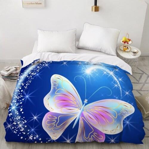 1PCS Duvet Cover,3D HD Printing Quilt Cover 240x220/200x200/140x200/180x210,Blue Butterfly Bedding King/Double/Queen Drop Ship
