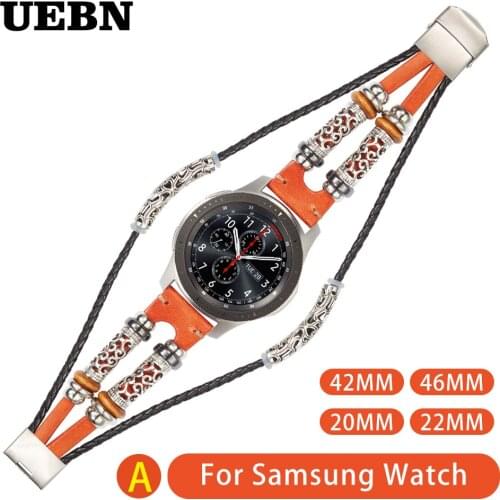 UEBN 22mm 20mm Genuine Leather Replacement Retro Watch Band For Samsung Gear S2 S3 Classic & Frontier Sport strap watchbands
