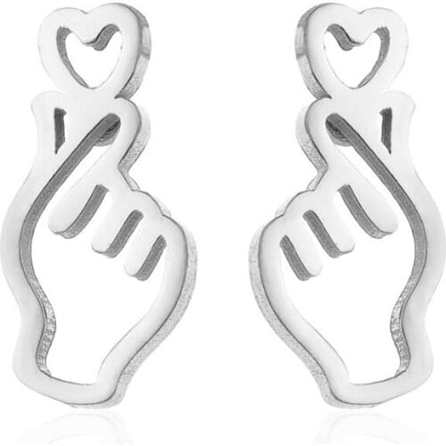 European And American Simple Gestures Than Heart Earrings Ladies Wild Ear Jewelry Small Fresh Love Accessories Cute Decoration