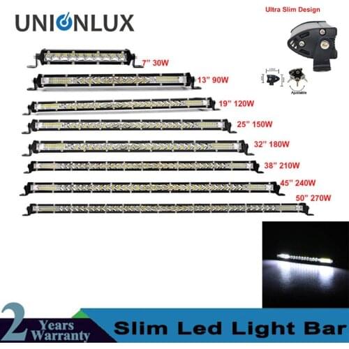 Ultra thin LED Light Bar Single Row 7" 13" 20" 25" 32" 38'' 45'' 50'' 30W 90W 120W 150W 180W For 4X4 ATV Off Road LED Work Light