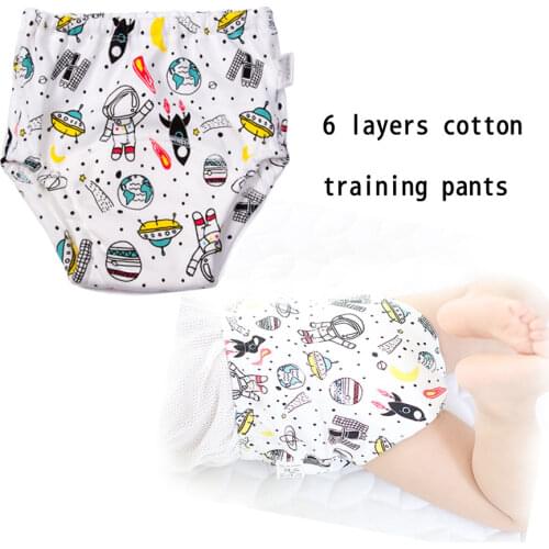 1 pc Reusable Baby Training Pants 6 Layers Infant Shorts Underwear Cloth Diaper Nappies Baby Waterproof Potty Training Panties