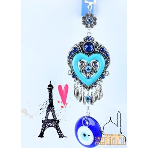 Turkey blue eyes evil heart charm Muslim peace metal pendant wall Jushi home ornaments