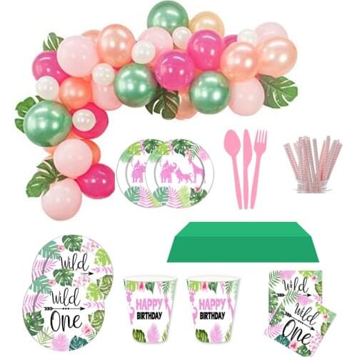 Wild One Birthday Party Balloons Jungle Safari Party Forest Decoration Girls First 1st Birthday Safari Jungle Party Supplies