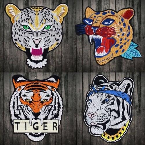 Embroidered Tiger patch Leopard Head patch Applique Large Patch DIY Accessory Fashion Clothing decoration Free Shipping