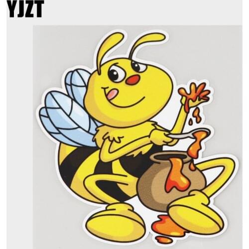 YJZT 12.2CM×13.7CM Car Sticker Funny Bee Eating Honey PVC Decal 11C-0354