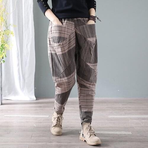 Женские брюки в клетку YoYiKamomo China At AliExpress