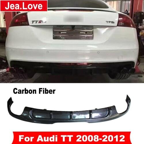 Real Carbon Fiber Rear Lip Back Bumper Four Exhaust Diffuser Car Styling Parts Body Kits For Audi TT 2008-2012