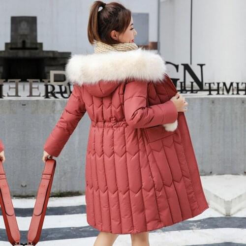Oversized 4XL 5XL Thick Fur Long Down Parkas Women Slim 2020 Winter Fashion Jacket Hooded Solid Coat Cotton Padded Jackets