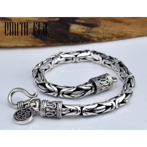 Emith Fla Authentic 925 Sterling Silver Bangle Opening Engrave Fashion Jewelry Vintage Silver Bracelets