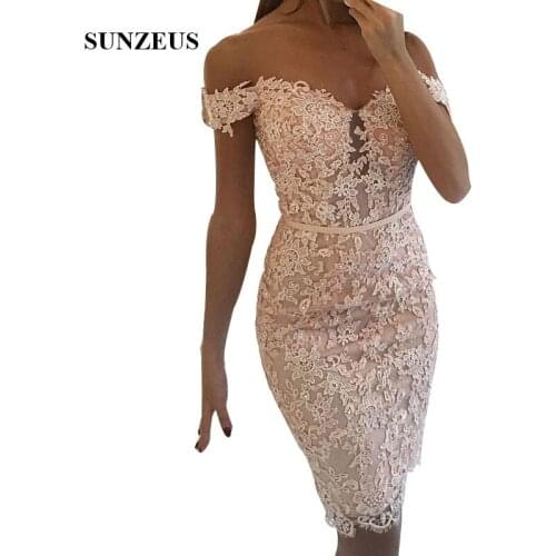 Robe Demoiselle D'honneur Courte Sheath Off Shoulder Straps Bridesmaid Dresses Appliques Beaded Women Party Gowns Short