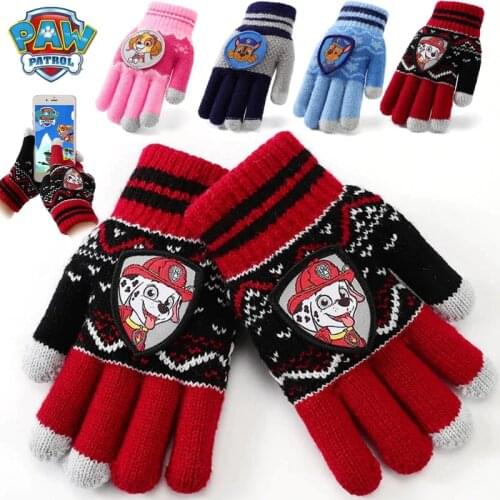 1 pair Genuine Paw Patrol gloves for girl boy warm autumn winter glove Skye Everest Rubble Chase non slip mitten Christmas gift