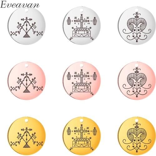 EUEAVAN 10pcs Voodoo Veve of Baron Samedi Veve Erzulie Pendants for Necklaces DIY Accessories Stainless Steel Jewelry