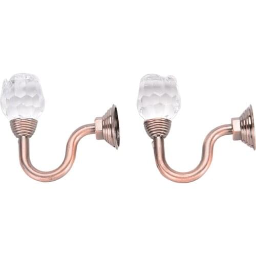2pcs/lot New Vintage Metal Crystal Glass Curtain Holdback Wall Tie Back Hooks Hanger Holder