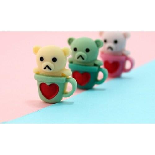 20pcs Resin Flatback Headwear Kawaii Accessories Crocodile Cup Bear Deer Shell Craft Cabochon Scrapbooking For Embellishments