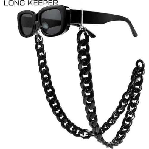 2021 Fashion Square Sunglasses With Glasses Chain Women Men Rectangle Eyewear Hanging Neck Cords Holder Eyeglasses Strap Lanyard